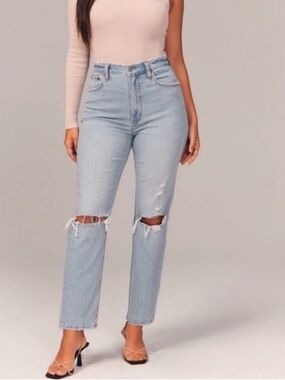 Abercrombie & Fitch The ankle straight Ultra high rise jeans Holey Grunge Size 4